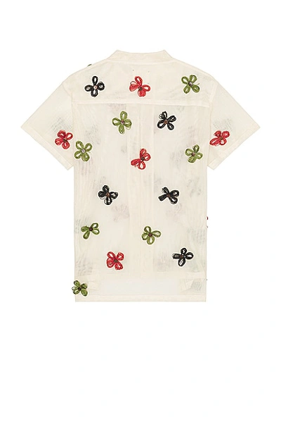 Shop Harago 3d Floral Short Sleeve Shirt In Off White
