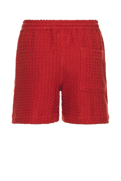 Shop Harago Crochet Applique Shorts In Red