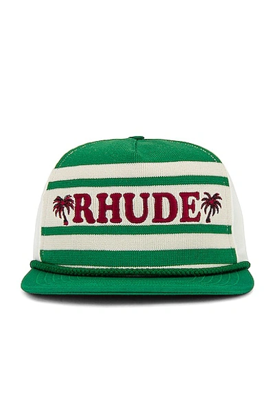 Shop Rhude Beach Club Hat In Green & Cream