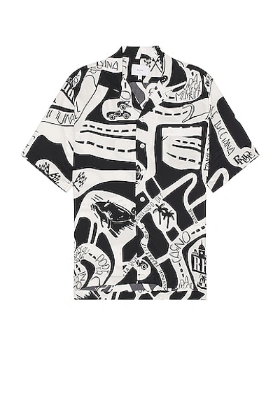 Shop Rhude Strada Silk Shirt In Black & White