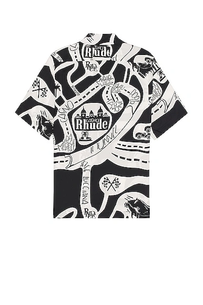 Shop Rhude Strada Silk Shirt In Black & White