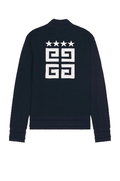 Shop Givenchy Knitted Varsity Jacket In Dark Navy