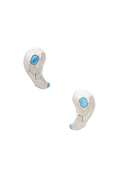 Shop Givenchy Organic Silvery Earrings In Turquoise