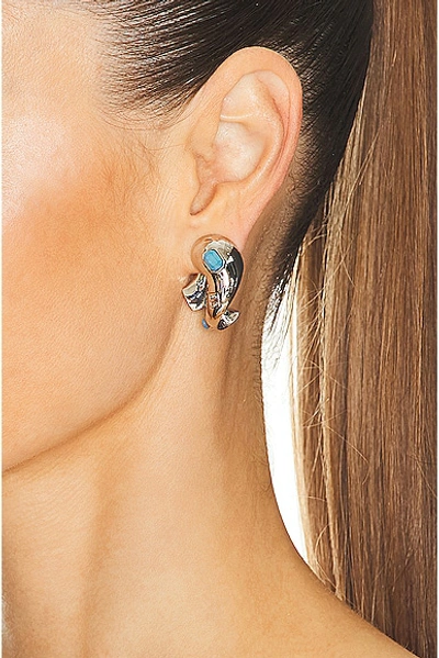 Shop Givenchy Organic Silvery Earrings In Turquoise