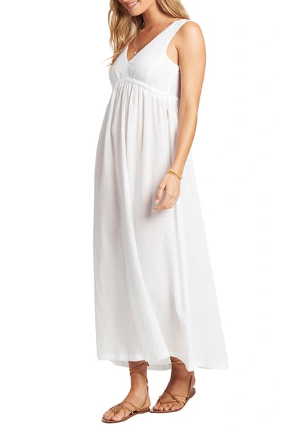 Shop Sea Level Crinkle Drawstring Waist Cotton Cover-up Maxi Dress In White