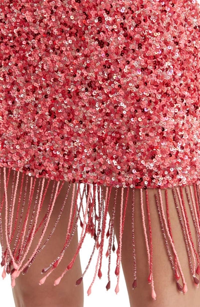 Shop Bardot Sabri Sequin Beaded Fringe Miniskirt In Multi Pink