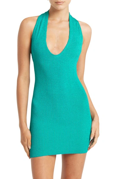 Shop Bondeye Pamela Halter Cover-up Dress In Turquoise Shimmer