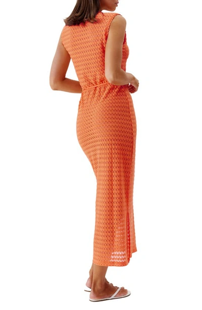 Shop Melissa Odabash Annabel Open Stich Cover-up Dress In Orange