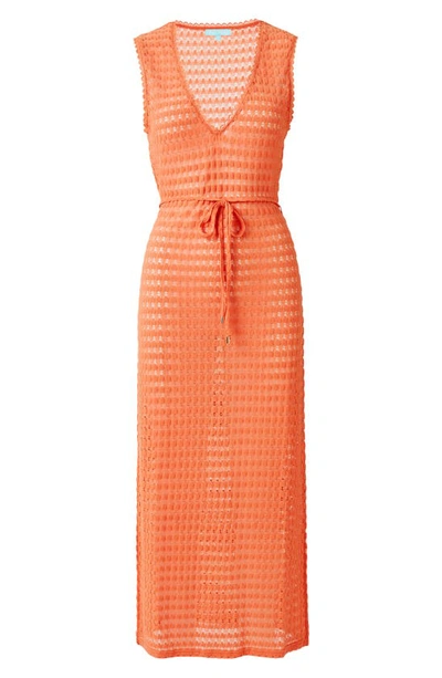 Shop Melissa Odabash Annabel Open Stich Cover-up Dress In Orange