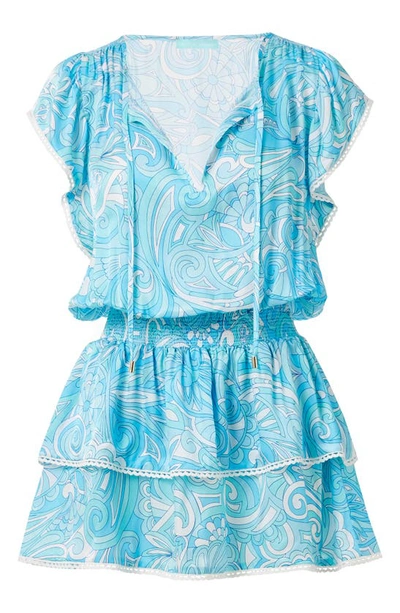 Shop Melissa Odabash Keri Cover-up Minidress In Mirage Blue