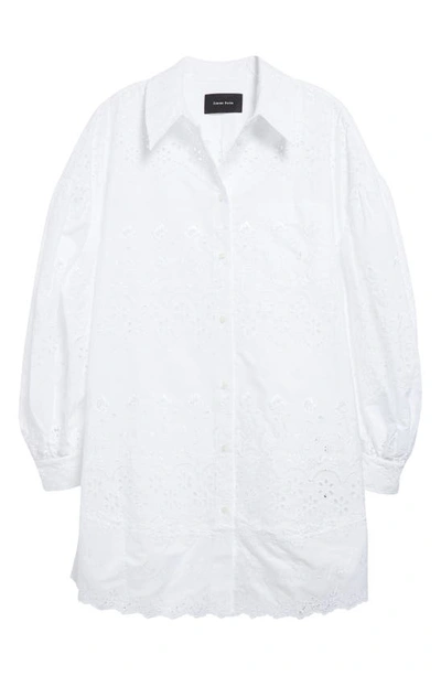Shop Simone Rocha Broderie Anglaise Long Sleeve Mini Shirtdress In White/ White