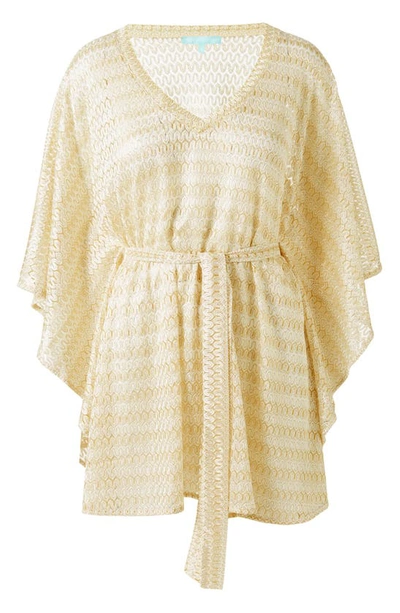 Shop Melissa Odabash Petra Metallic Knit Cover-up Dress In Gold