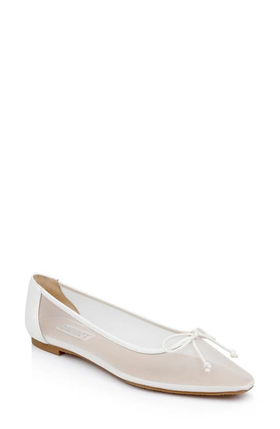Shop Badgley Mischka Cam Pointed Toe Ballet Flat In Soft White Mesh