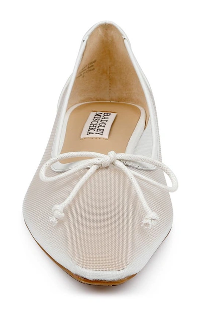 Shop Badgley Mischka Collection Cam Pointed Toe Ballet Flat In Soft White Mesh
