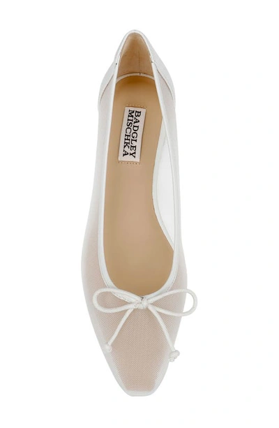 Shop Badgley Mischka Collection Cam Pointed Toe Ballet Flat In Soft White Mesh