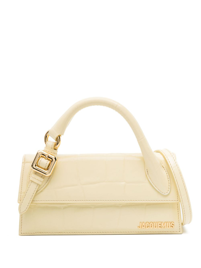 Shop Jacquemus Yellow Chiquito Leather Tote Bag