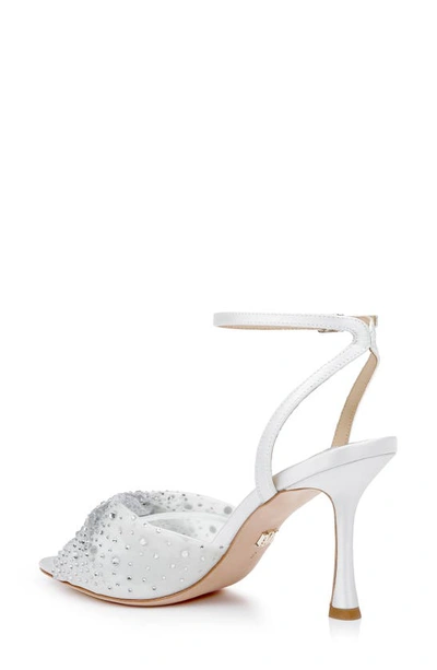 Shop Badgley Mischka Cameryn Embellished Ankle Strap Sandal In Soft White