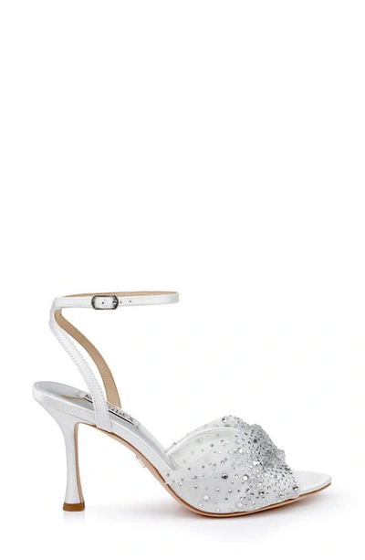 Shop Badgley Mischka Cameryn Embellished Ankle Strap Sandal In Soft White