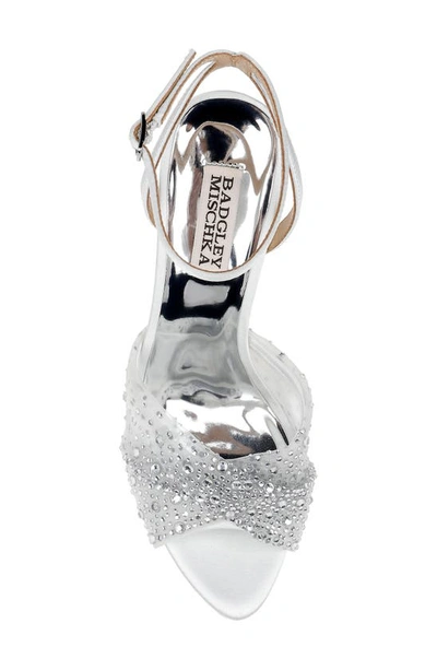 Badgley Mischka Collection Cameryn Embellished Ankle Strap Sandal In Soft White