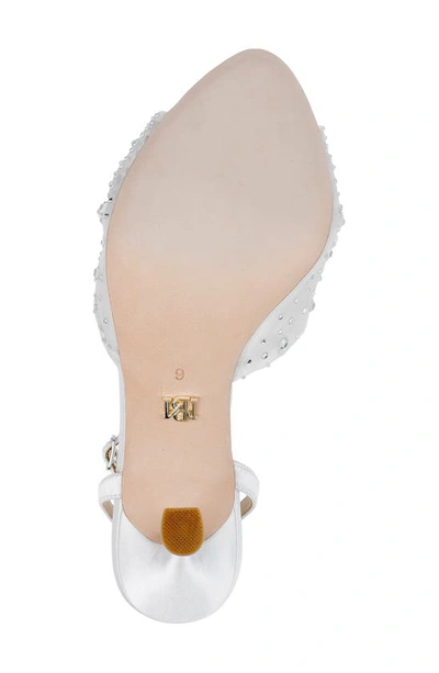 Shop Badgley Mischka Cameryn Embellished Ankle Strap Sandal In Soft White