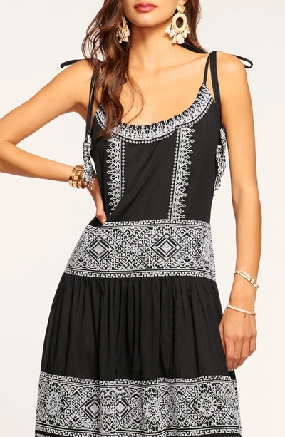 Shop Ramy Brook Lexie Embroidered Cotton Cover-up Dress In Black White Multi Embroidered