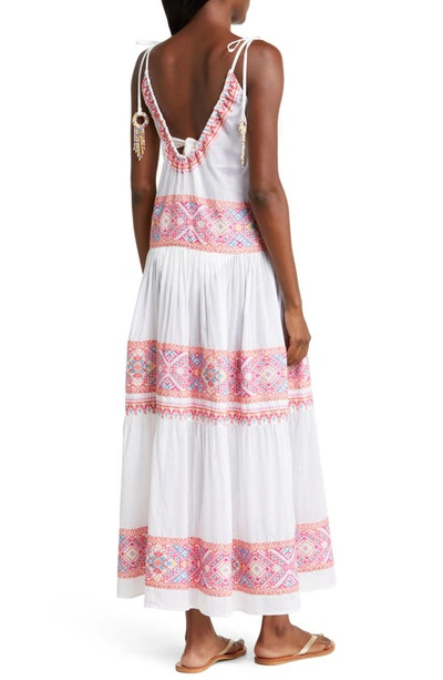 Shop Ramy Brook Lexie Embroidered Cotton Cover-up Dress In White Multi Combo Embroidered