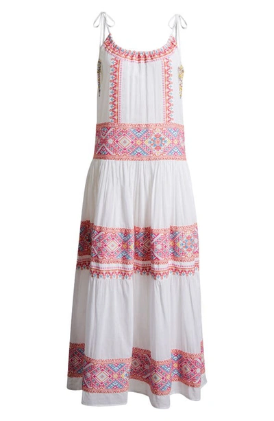 Shop Ramy Brook Lexie Embroidered Cotton Cover-up Dress In White Multi Combo Embroidered