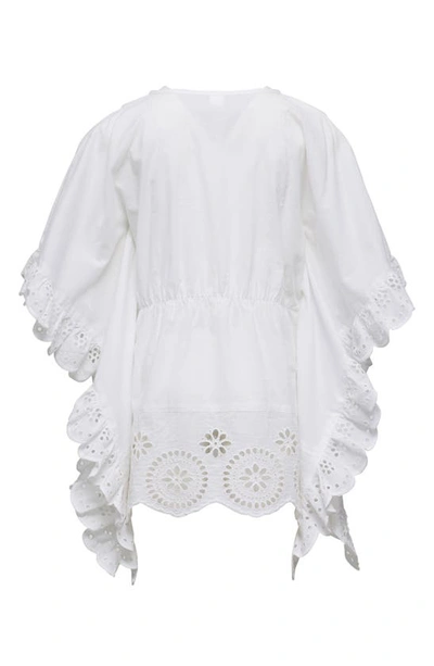 Shop Snapper Rock Kids' Eyelet Ruffle Cotton Cover-up Dress In White