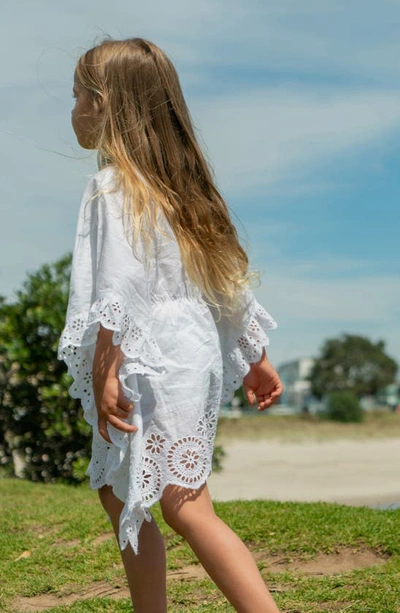 Shop Snapper Rock Kids' Eyelet Ruffle Cotton Cover-up Dress In White
