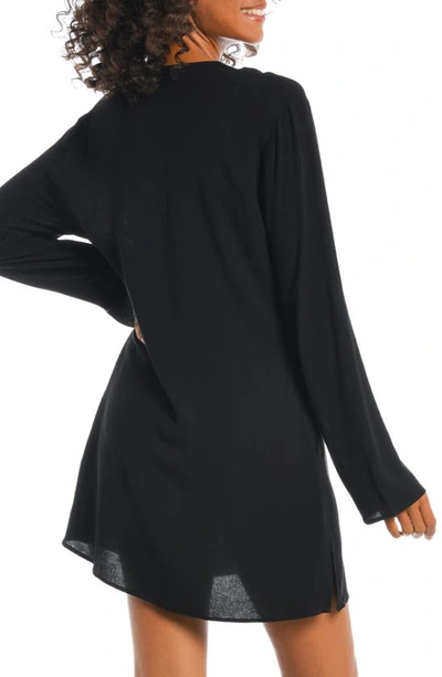La Blanca Lace-up V-neck Tunic Coverup In Black