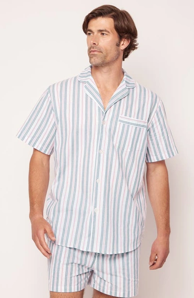 Shop Petite Plume Vintage Stripe Cotton Short Pajamas In Blue