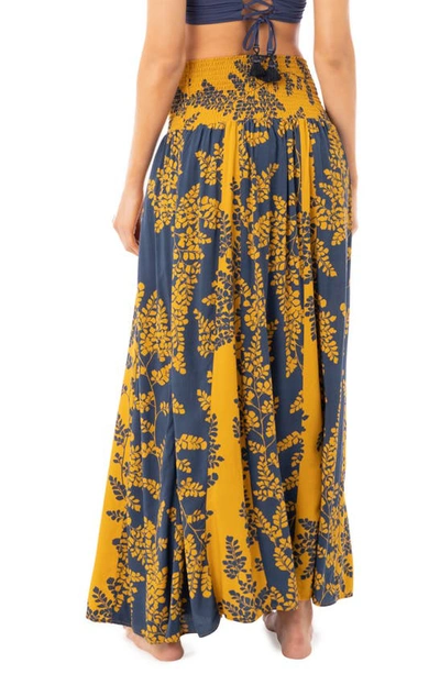 Shop Maaji Amber Vine Volie Strapless Cover-up Dress In Yellow