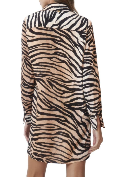 Shop Pq Swim Millie Zebra Print Long Sleeve Cover-up Dress In Cleo