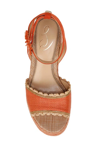 Shop Sam Edelman Amber Espadrille Platform Ankle Strap Sandal In Terra Orange