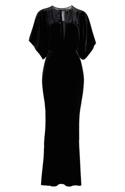 Shop Norma Kamali Obie Cover-up Dress In Black/ Black Mesh