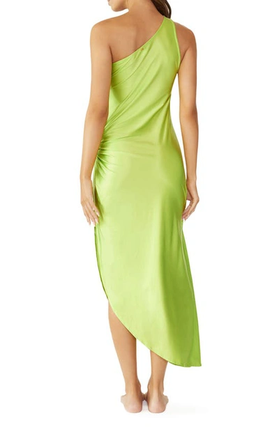 Shop Pq Swim Tinsley Ring One-shoulder Cover-up Maxi Dress In Lime