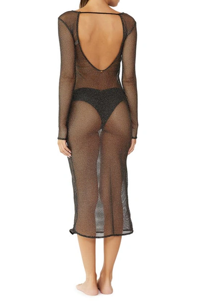 Shop Pq Swim Rachel Metallic Sheer Cover-up Dress In Midnight