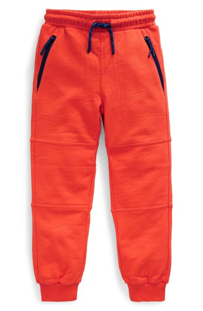 Shop Mini Boden Kids' Reinforced Knee Slub Cotton Joggers In Firecracker Red