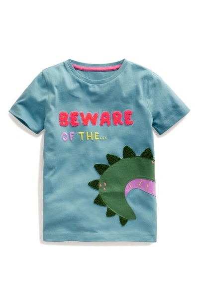 Shop Mini Boden Kids' Croc Appliqué T-shirt In Duck Egg Blue Croc