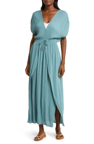 Shop Elan Wrap Maxi Cover-up Dress In Sage