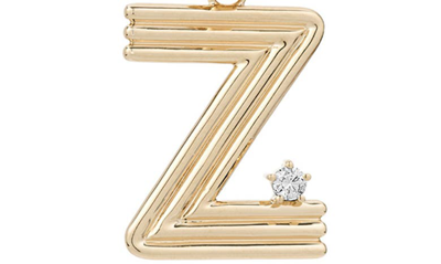 Shop Adina Reyter Two-tone Paper Cip Chain Diamond Initial Pendant Necklace In Yellow Gold - Z