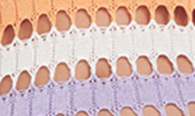Shop Capittana Sara Stripe Open Stitch Sheer Cover-up Dress In Purple/ Peach Multi
