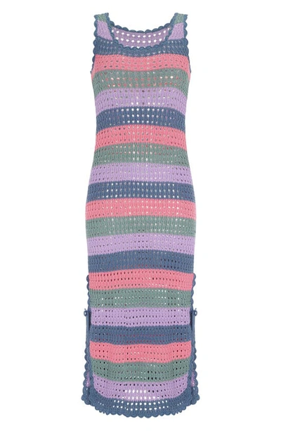 Shop Capittana Sami Multicolor Crochet Sleeveless Cover-up Dress In Multicolor Purple