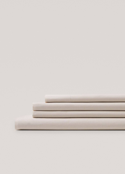 Shop Mango Percale Cotton Top Sheet For Single Bed Beige