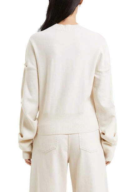 Shop French Connection Pearly Sleeve Crewneck Sweater In Classic Cream