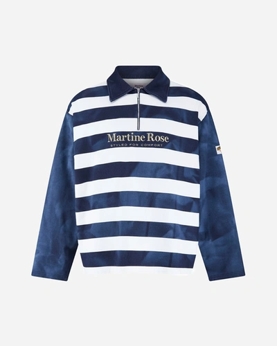 Shop Martine Rose Zip Up Polo In Navy
