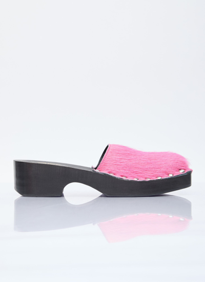 Shop Acne Studios Hairy Wood Clogs In Pink