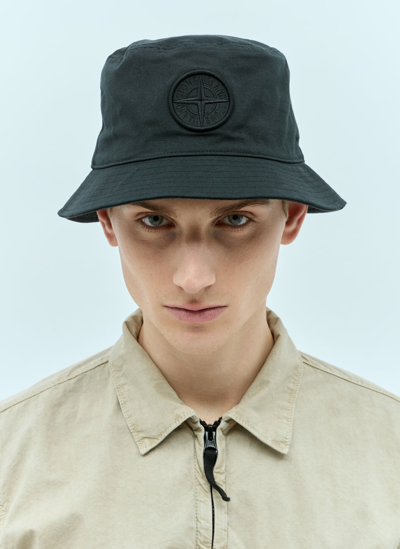 Shop Stone Island Logo Patch Bucket Hat In Black