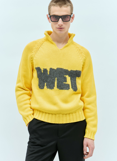 Shop Erl Wet Intarsia Knit Sweater In Yellow
