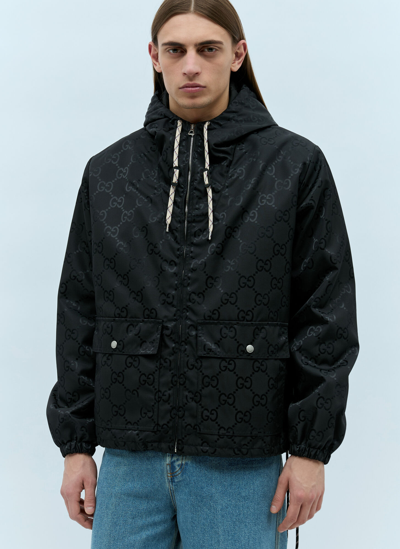 Shop Gucci Gg Hooded Jacket In Black